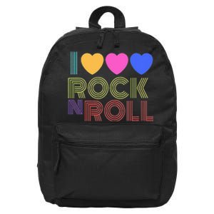 Retro 80s Hearts I Love Rock N Roll Music For Fans 16 in Basic Backpack