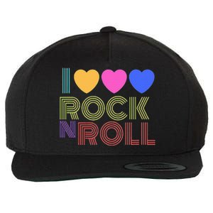 Retro 80s Hearts I Love Rock N Roll Music For Fans Wool Snapback Cap