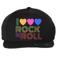 Retro 80s Hearts I Love Rock N Roll Music For Fans Wool Snapback Cap