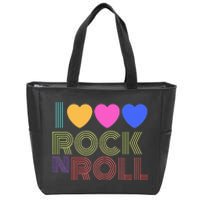 Retro 80s Hearts I Love Rock N Roll Music For Fans Zip Tote Bag