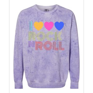 Retro 80s Hearts I Love Rock N Roll Music For Fans Young Colorblast Crewneck Sweatshirt