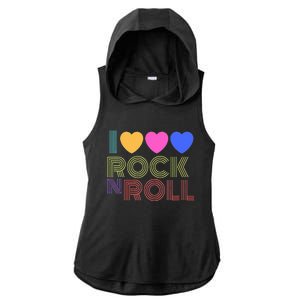 Retro 80s Hearts I Love Rock N Roll Music For Fans Young Ladies PosiCharge Tri-Blend Wicking Draft Hoodie Tank