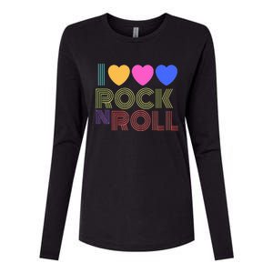 Retro 80s Hearts I Love Rock N Roll Music For Fans Young Womens Cotton Relaxed Long Sleeve T-Shirt