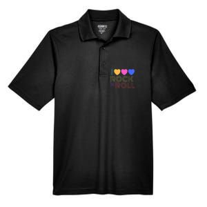 Retro 80s Hearts I Love Rock N Roll Music For Fans Young Men's Origin Performance Pique Polo