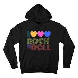 Retro 80s Hearts I Love Rock N Roll Music For Fans Young Hoodie