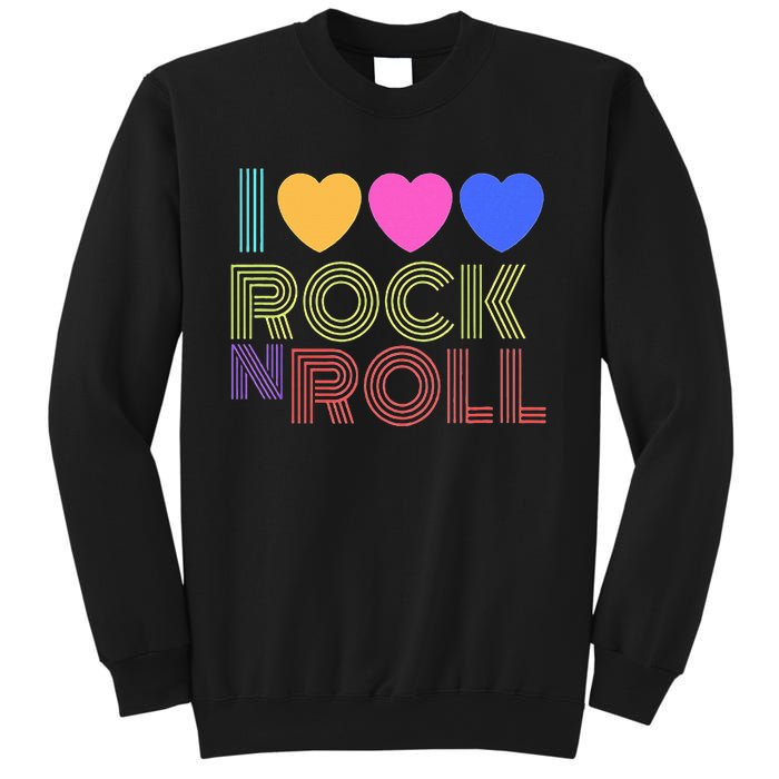 Retro 80s Hearts I Love Rock N Roll Music For Fans Young Sweatshirt