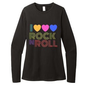 Retro 80s Hearts I Love Rock N Roll Music For Fans Young Womens CVC Long Sleeve Shirt