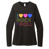 Retro 80s Hearts I Love Rock N Roll Music For Fans Young Womens CVC Long Sleeve Shirt