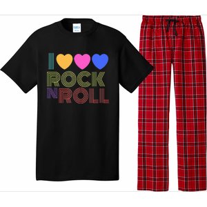 Retro 80s Hearts I Love Rock N Roll Music For Fans Young Pajama Set