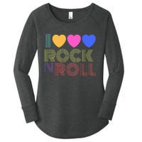 Retro 80s Hearts I Love Rock N Roll Music For Fans Young Women's Perfect Tri Tunic Long Sleeve Shirt