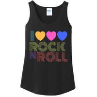 Retro 80s Hearts I Love Rock N Roll Music For Fans Young Ladies Essential Tank