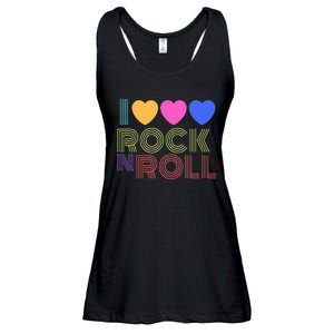 Retro 80s Hearts I Love Rock N Roll Music For Fans Young Ladies Essential Flowy Tank