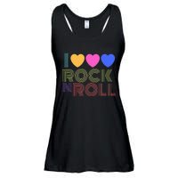 Retro 80s Hearts I Love Rock N Roll Music For Fans Young Ladies Essential Flowy Tank