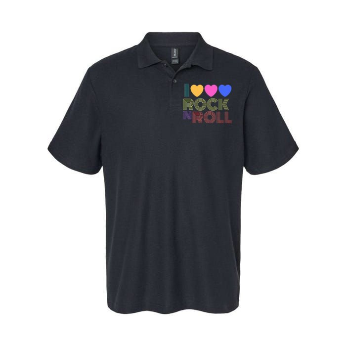 Retro 80s Hearts I Love Rock N Roll Music For Fans Young Softstyle Adult Sport Polo