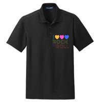 Retro 80s Hearts I Love Rock N Roll Music For Fans Young Dry Zone Grid Polo