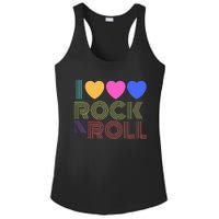 Retro 80s Hearts I Love Rock N Roll Music For Fans Young Ladies PosiCharge Competitor Racerback Tank