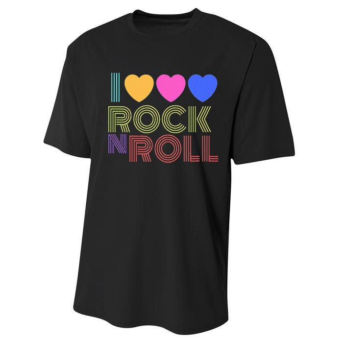 Retro 80s Hearts I Love Rock N Roll Music For Fans Young Performance Sprint T-Shirt