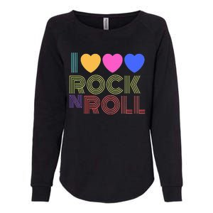 Retro 80s Hearts I Love Rock N Roll Music For Fans Young Womens California Wash Sweatshirt