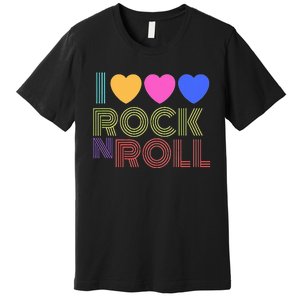 Retro 80s Hearts I Love Rock N Roll Music For Fans Young Premium T-Shirt