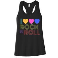 Retro 80s Hearts I Love Rock N Roll Music For Fans Young Women's Racerback Tank