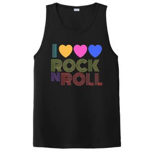 Retro 80s Hearts I Love Rock N Roll Music For Fans Young PosiCharge Competitor Tank