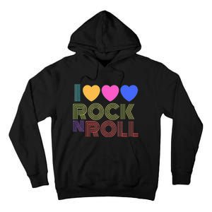 Retro 80s Hearts I Love Rock N Roll Music For Fans Young Tall Hoodie