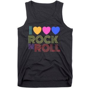 Retro 80s Hearts I Love Rock N Roll Music For Fans Young Tank Top