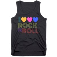 Retro 80s Hearts I Love Rock N Roll Music For Fans Young Tank Top