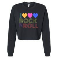 Retro 80s Hearts I Love Rock N Roll Music For Fans Young Cropped Pullover Crew