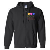 Retro 80s Hearts I Love Rock N Roll Music For Fans Young Full Zip Hoodie