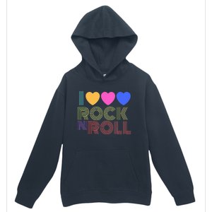 Retro 80s Hearts I Love Rock N Roll Music For Fans Young Urban Pullover Hoodie