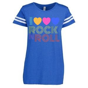 Retro 80s Hearts I Love Rock N Roll Music For Fans Young Enza Ladies Jersey Football T-Shirt