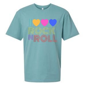 Retro 80s Hearts I Love Rock N Roll Music For Fans Young Sueded Cloud Jersey T-Shirt