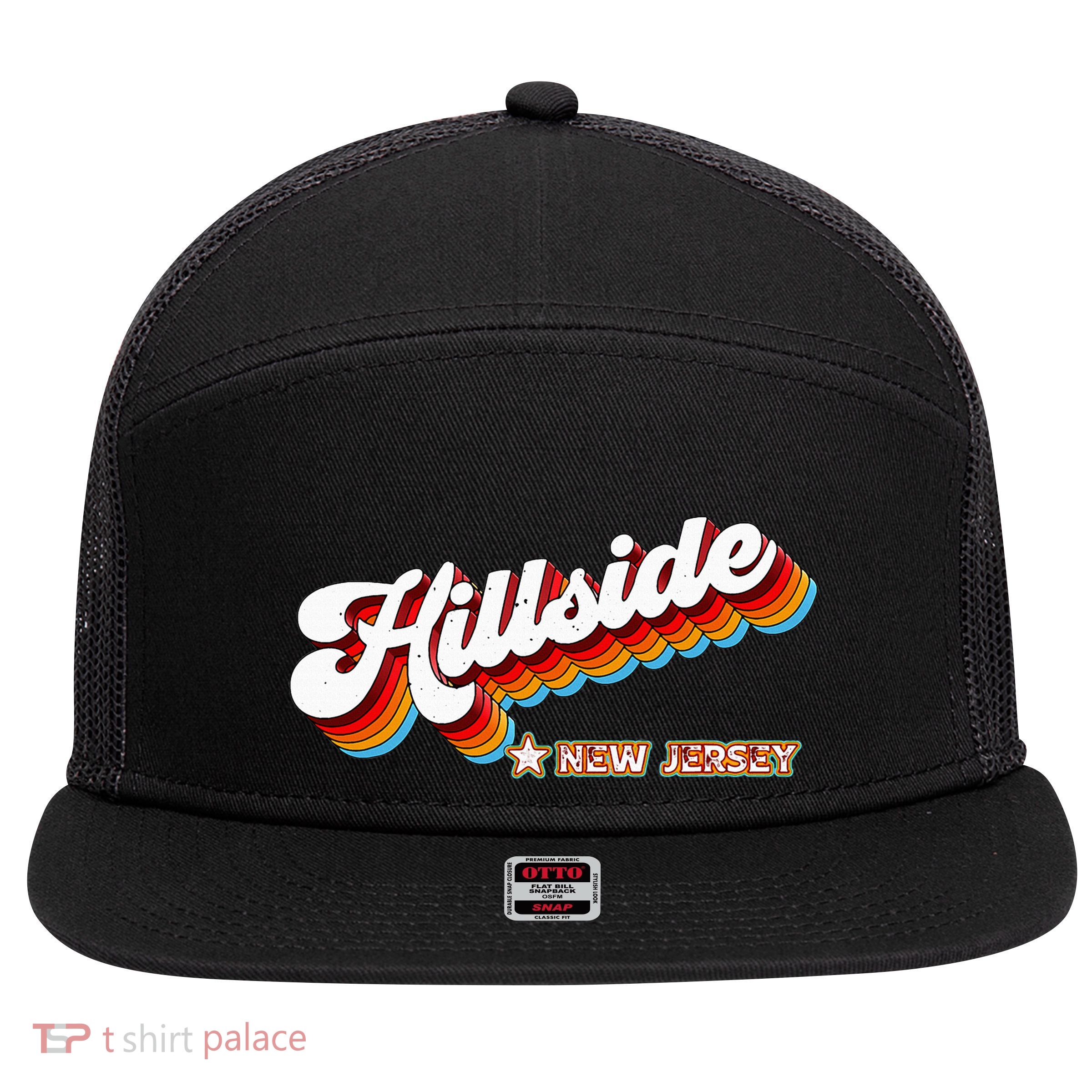 Retro 80s Hillside New Jersey Nj 7 Panel Mesh Trucker Snapback Hat