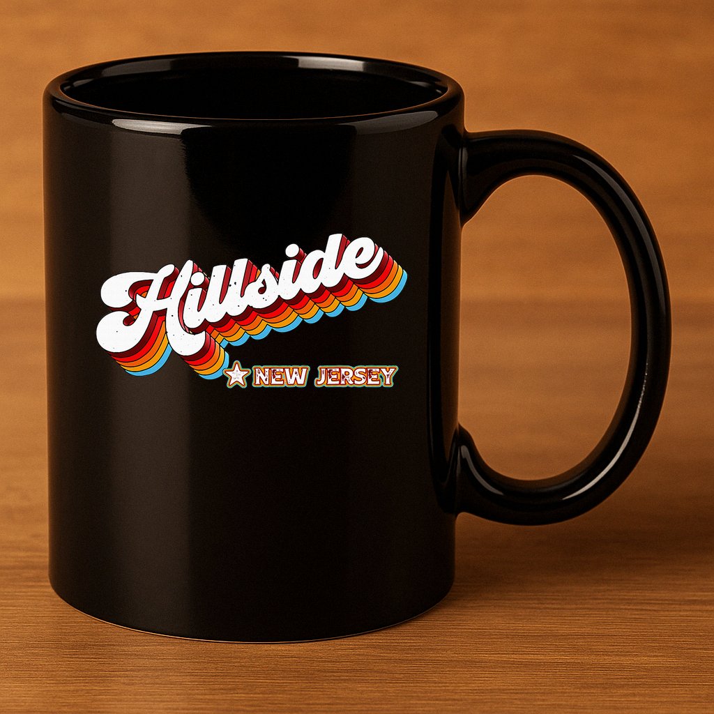 Retro 80s Hillside New Jersey Nj 11oz C Handle Ceramic Mug