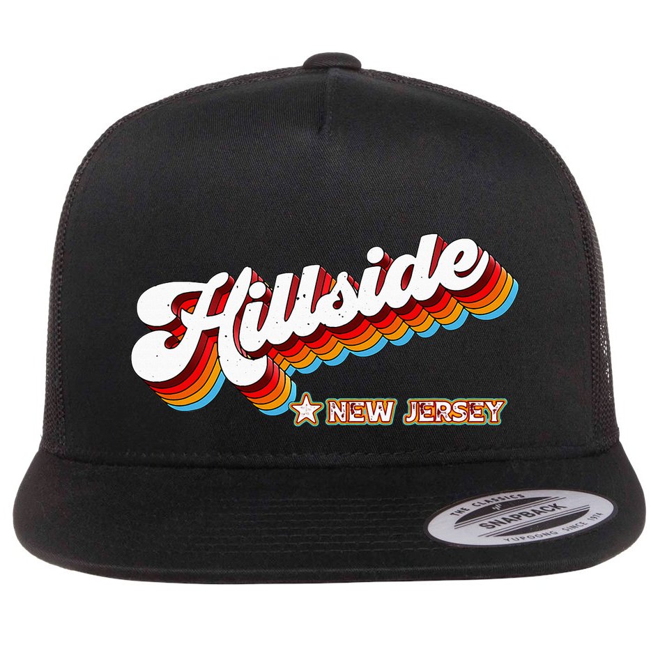Retro 80s Hillside New Jersey Nj Flat Bill Trucker Hat