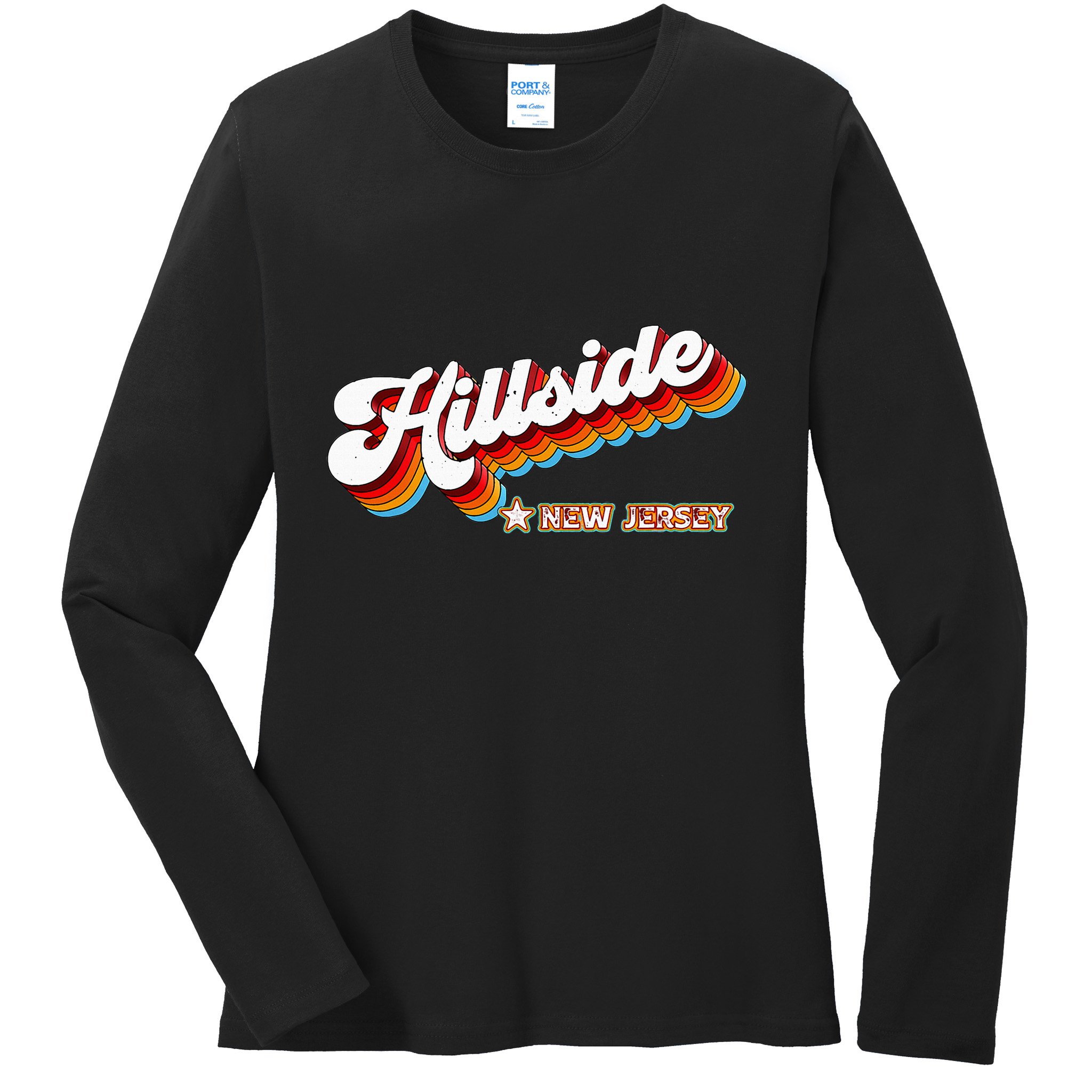 Retro 80s Hillside New Jersey Nj Ladies Long Sleeve Shirt