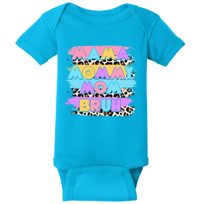 Retro 80's Leopard Print Mama Mommy Mom Bruh Baby Bodysuit