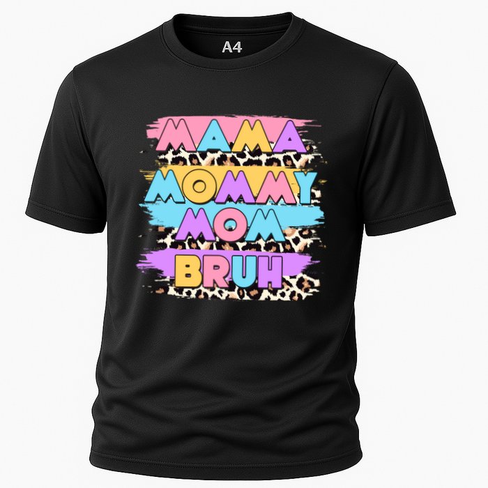 Retro 80's Leopard Print Mama Mommy Mom Bruh Cooling Performance Crew T-Shirt