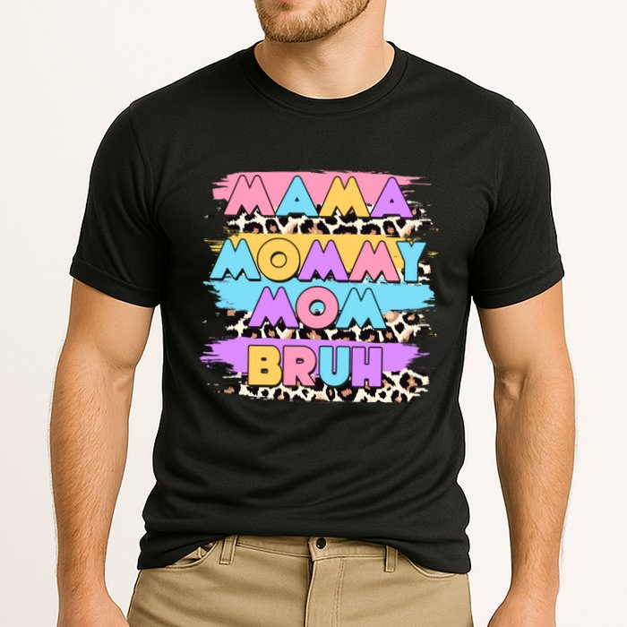 Retro 80's Leopard Print Mama Mommy Mom Bruh Cooling Performance Crew T-Shirt