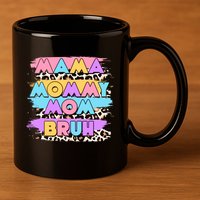 Retro 80's Leopard Print Mama Mommy Mom Bruh 11oz C Handle Ceramic Mug