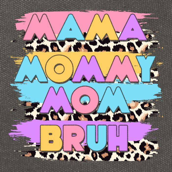Retro 80's Leopard Print Mama Mommy Mom Bruh Cotton Canvas Backpack