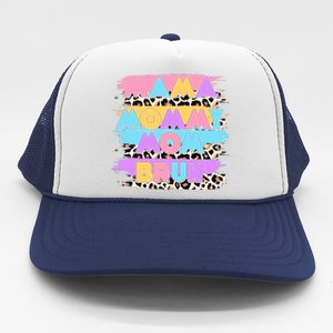 Retro 80's Leopard Print Mama Mommy Mom Bruh Trucker Hat