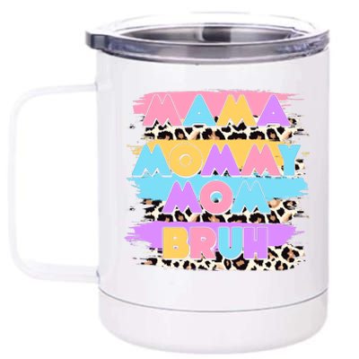 Retro 80's Leopard Print Mama Mommy Mom Bruh 12 oz Stainless Steel Tumbler Cup