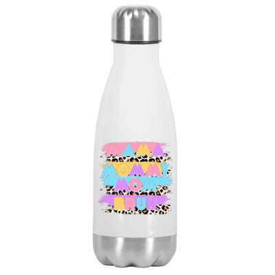 Retro 80's Leopard Print Mama Mommy Mom Bruh Stainless Steel Insulated Water Bottle