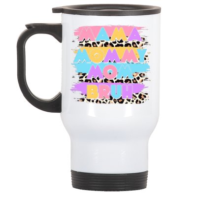 Retro 80's Leopard Print Mama Mommy Mom Bruh Stainless Steel Travel Mug