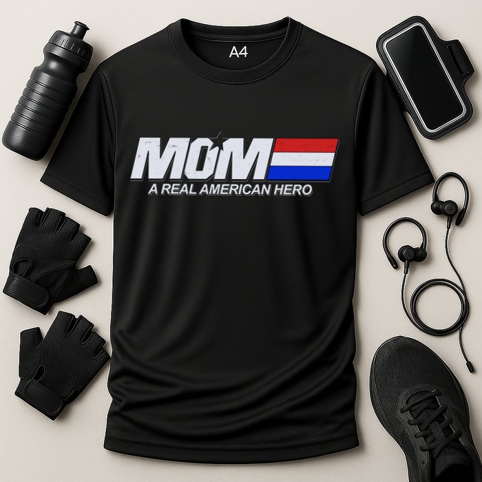 Retro 80's Mom A Real American Hero Cooling Performance Crew T-Shirt