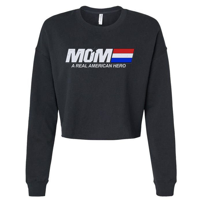 Retro 80's Mom A Real American Hero Cropped Pullover Crew