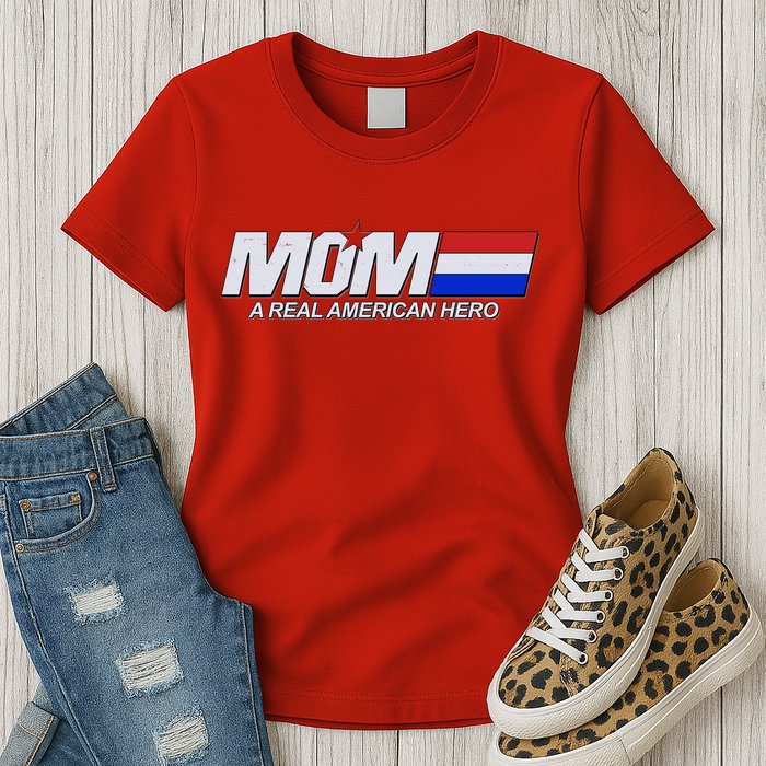 Retro 80's Mom A Real American Hero Womens T-Shirt