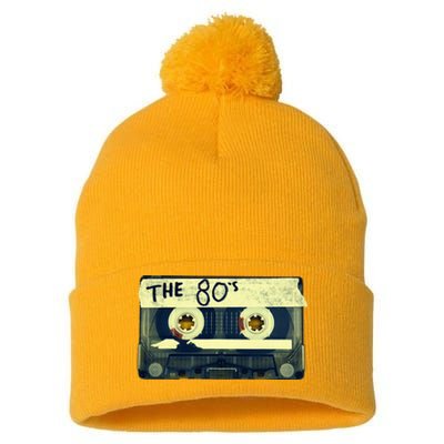 Retro 80S Mix Tape Pom Pom 12in Knit Beanie